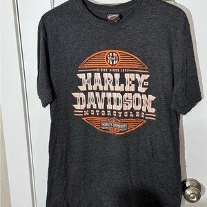 Harley-Davidson Dark Gray and Orange Short Sleeve Tee